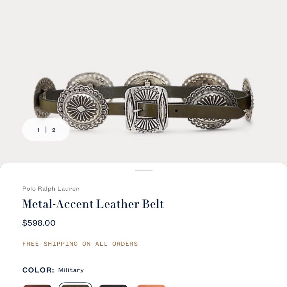 Blue Ralph Lauren Concho Belt - Current Season Sold Out